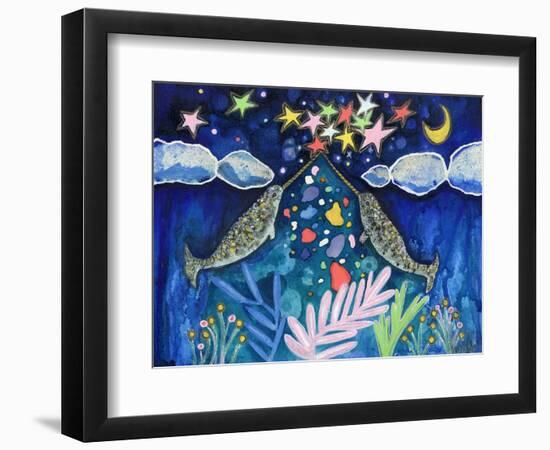 Stargazing Narwhals-Wyanne-Framed Giclee Print