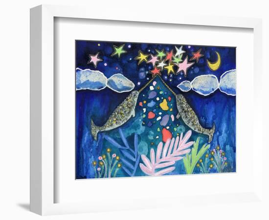 Stargazing Narwhals-Wyanne-Framed Giclee Print