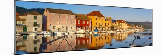 Stari Grad (Old Town) Refelcted in Harbour, Stari Grad, Dalmatia, Croatia-Doug Pearson-Mounted Photographic Print