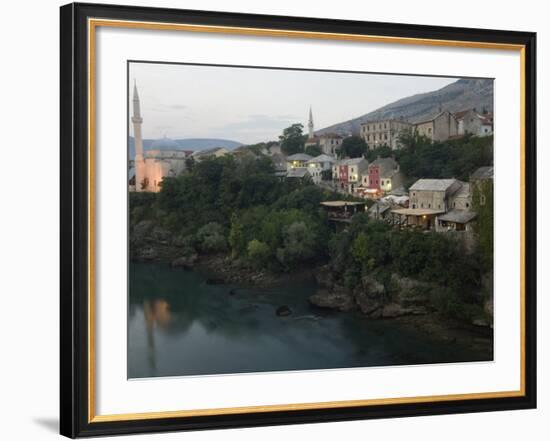 Stari Most Peace Bridge, Koski Mehmed Pasa Mosque Dating from 1557, Old Town Houses, Mostar, Bosnia-Christian Kober-Framed Photographic Print