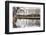 Stark monochrome image of River Wey navigation in winter-Charles Bowman-Framed Photographic Print