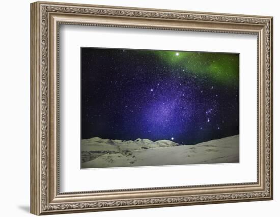 Starry Evening with the Aurora Borealis or Northern Lights and the Milky Way Galaxy, Abisko-null-Framed Photographic Print