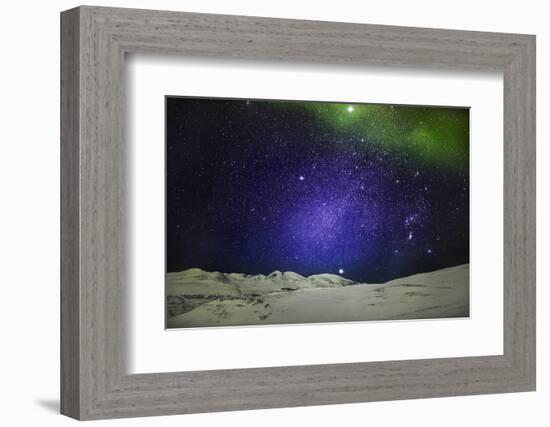 Starry Evening with the Aurora Borealis or Northern Lights and the Milky Way Galaxy, Abisko-null-Framed Photographic Print