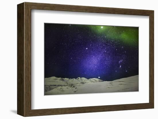 Starry Evening with the Aurora Borealis or Northern Lights and the Milky Way Galaxy, Abisko-null-Framed Photographic Print