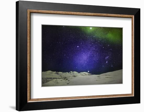 Starry Evening with the Aurora Borealis or Northern Lights and the Milky Way Galaxy, Abisko-null-Framed Photographic Print