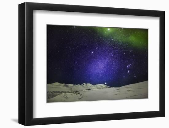 Starry Evening with the Aurora Borealis or Northern Lights and the Milky Way Galaxy, Abisko-null-Framed Photographic Print