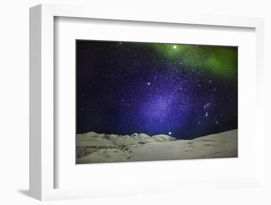 Starry Evening with the Aurora Borealis or Northern Lights and the Milky Way Galaxy, Abisko-null-Framed Photographic Print