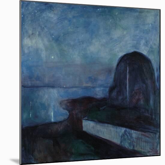 Starry Night 1893-Edvard Munch-Mounted Premium Giclee Print