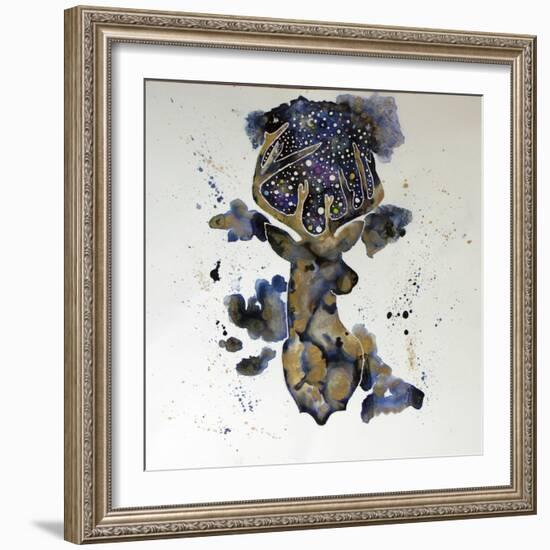 Starry Night Deer-Lauren Moss-Framed Giclee Print