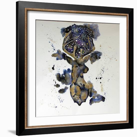 Starry Night Deer-Lauren Moss-Framed Giclee Print