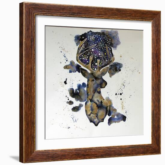 Starry Night Deer-Lauren Moss-Framed Premium Giclee Print