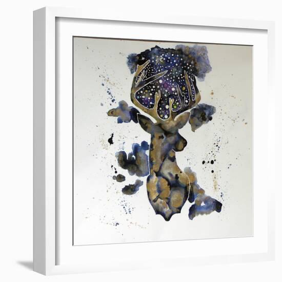 Starry Night Deer-Lauren Moss-Framed Premium Giclee Print