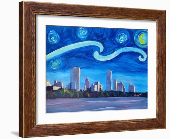 Starry Night in Austin - Van Gogh Inspirations-Markus Bleichner-Framed Art Print