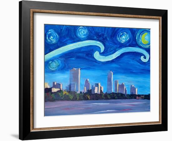 Starry Night in Austin - Van Gogh Inspirations-Markus Bleichner-Framed Art Print