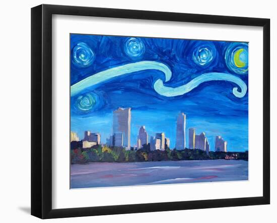 Starry Night in Austin - Van Gogh Inspirations-Markus Bleichner-Framed Art Print