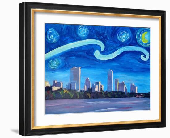 Starry Night in Austin - Van Gogh Inspirations-Markus Bleichner-Framed Art Print