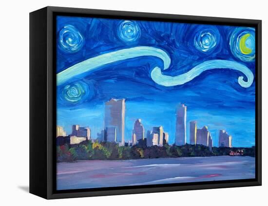 Starry Night in Austin - Van Gogh Inspirations-Markus Bleichner-Framed Stretched Canvas