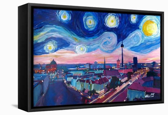 Starry Night in Berlin - Van Gogh Inspired-Markus Bleichner-Framed Stretched Canvas