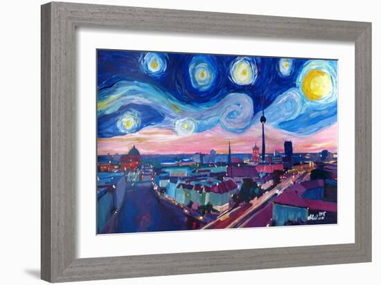 Starry Night in Berlin - Van Gogh Inspired-Markus Bleichner-Framed Art Print