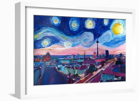 Starry Night in Berlin - Van Gogh Inspired-Markus Bleichner-Framed Art Print