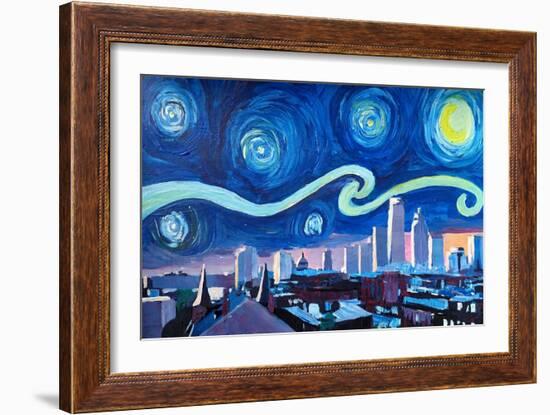 Starry Night in Boston - Van Gogh Inspirations-Markus Bleichner-Framed Art Print