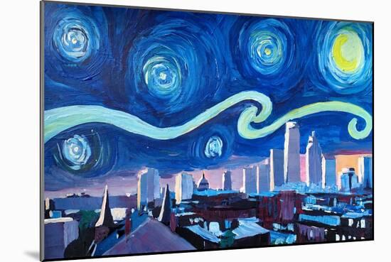 Starry Night in Boston - Van Gogh Inspirations-Markus Bleichner-Mounted Art Print
