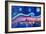 Starry Night in Chicago Illinois with Lake Michiga-Martina Bleichner-Framed Art Print