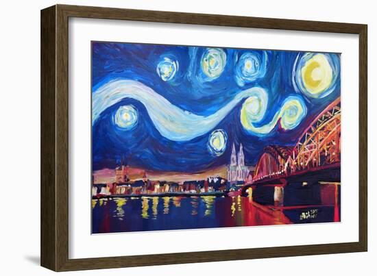 Starry Night in Cologne - Van Gogh Inspirations-Markus Bleichner-Framed Art Print