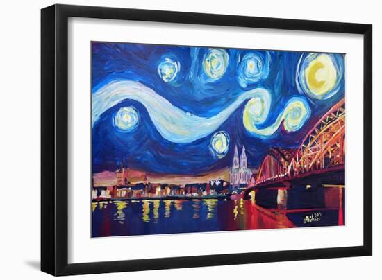 Starry Night in Cologne - Van Gogh Inspirations-Markus Bleichner-Framed Art Print