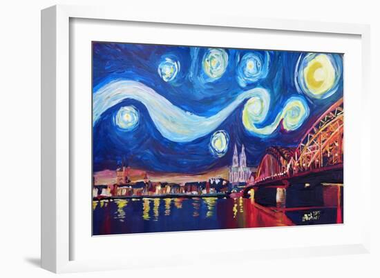 Starry Night in Cologne - Van Gogh Inspirations-Markus Bleichner-Framed Art Print