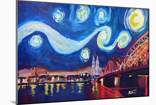 Starry Night in Cologne - Van Gogh Inspirations-Markus Bleichner-Mounted Art Print