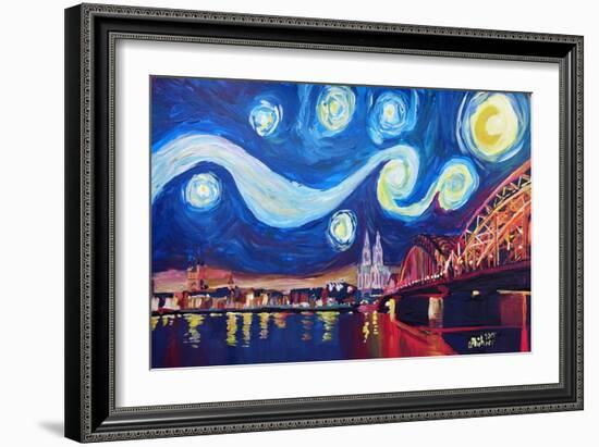 Starry Night in Cologne - Van Gogh Inspirations-Markus Bleichner-Framed Art Print