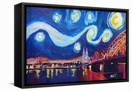 Starry Night in Cologne - Van Gogh Inspirations-Markus Bleichner-Framed Stretched Canvas