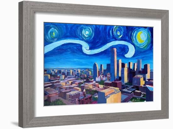 Starry Night in Dallas - Van Gogh Inspirations-Markus Bleichner-Framed Art Print