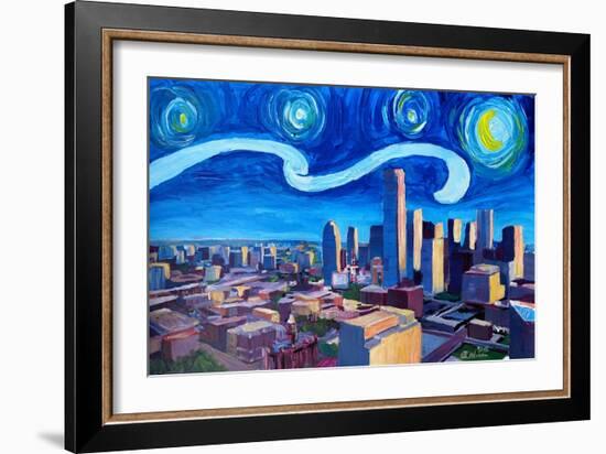 Starry Night in Dallas - Van Gogh Inspirations-Markus Bleichner-Framed Art Print