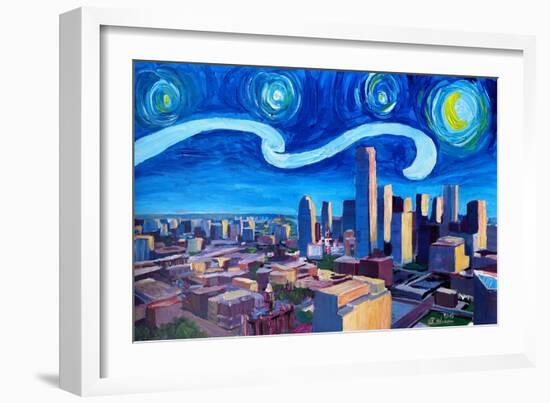 Starry Night in Dallas - Van Gogh Inspirations-Markus Bleichner-Framed Art Print