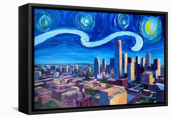 Starry Night in Dallas - Van Gogh Inspirations-Markus Bleichner-Framed Stretched Canvas