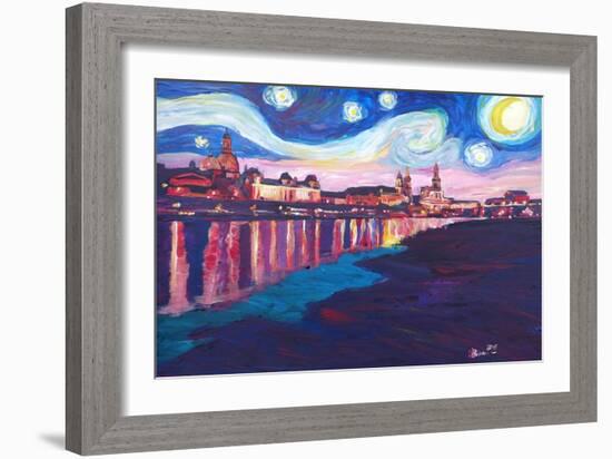 Starry Night in Dresden - Van Gogh Inspirations-Markus Bleichner-Framed Art Print