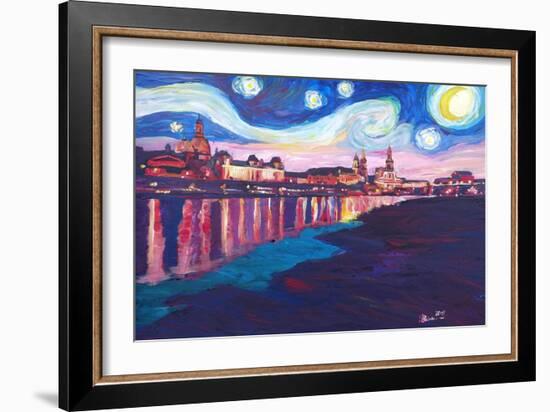 Starry Night in Dresden - Van Gogh Inspirations-Markus Bleichner-Framed Art Print