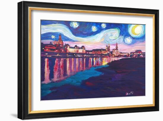 Starry Night in Dresden - Van Gogh Inspirations-Markus Bleichner-Framed Art Print