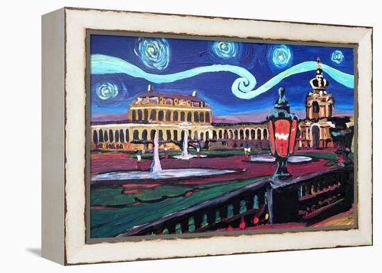 Starry Night in Dresden with Zwinger and Van Gogh-Martina Bleichner-Framed Stretched Canvas