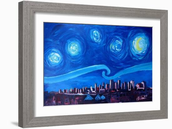 Starry Night in Edmonton Canada - Van Gogh Inspirations-Markus Bleichner-Framed Art Print