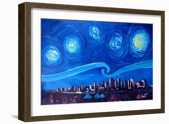 Starry Night in Edmonton Canada - Van Gogh Inspirations-Markus Bleichner-Framed Art Print