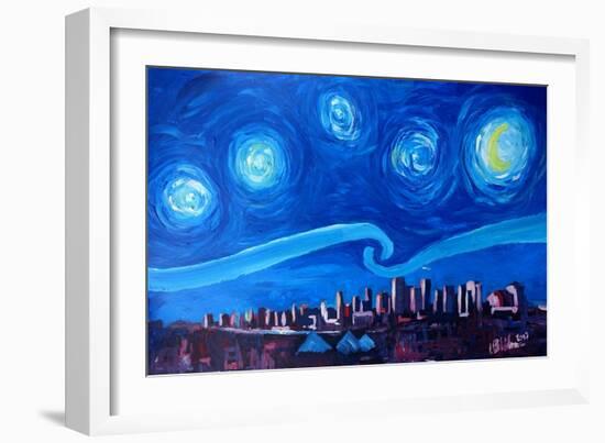 Starry Night in Edmonton Canada - Van Gogh Inspirations-Markus Bleichner-Framed Art Print