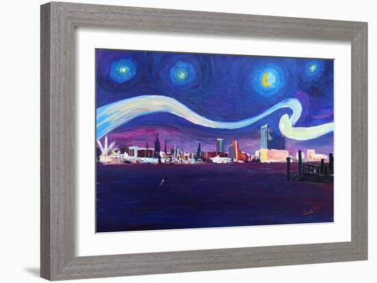 Starry Night in Hamburg Van Gogh Inspirations-Markus Bleichner-Framed Art Print