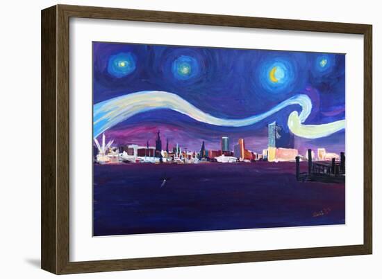 Starry Night in Hamburg Van Gogh Inspirations-Markus Bleichner-Framed Art Print