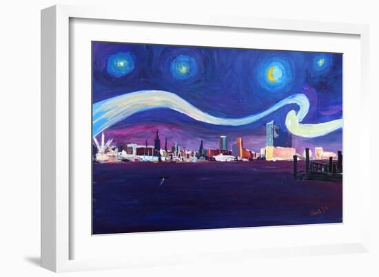 Starry Night in Hamburg Van Gogh Inspirations-Markus Bleichner-Framed Art Print