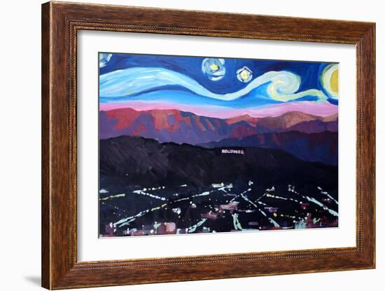 Starry Night in Hollywood Van Gogh Inspirations-Markus Bleichner-Framed Premium Giclee Print