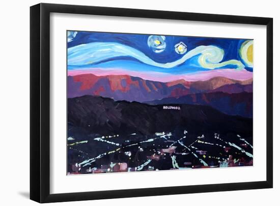 Starry Night in Hollywood Van Gogh Inspirations-Markus Bleichner-Framed Premium Giclee Print