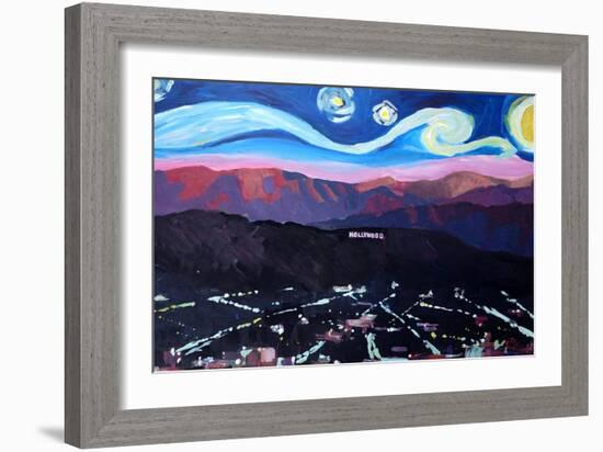 Starry Night in Hollywood Van Gogh Inspirations-Markus Bleichner-Framed Art Print